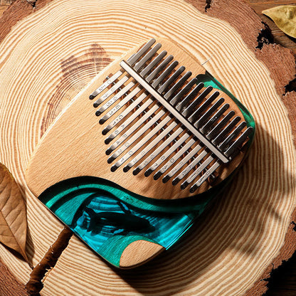 Buddhist Blessing Kalimba 17/21 Keys Thumb Piano Beech Wood Deep Sea Blue Whale Portable Finger Piano