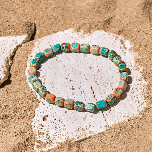 Buddhist Blessing Natural Colorful Emperor Stone Oval Square Beads Anti-stress Bracelet