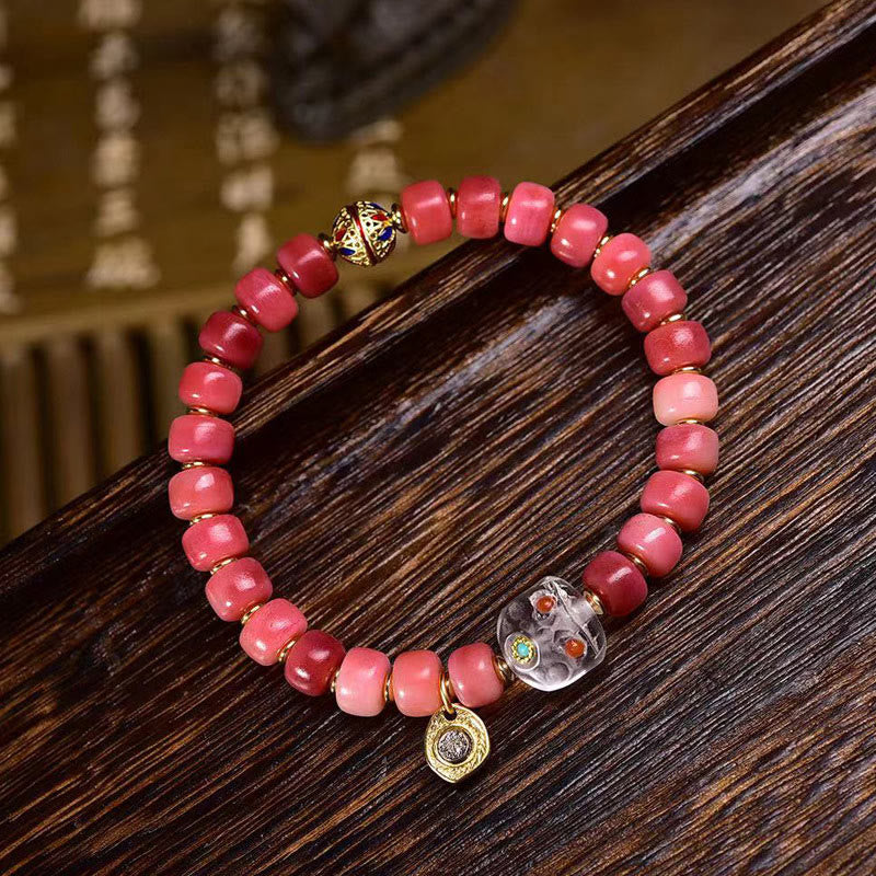 Buddhist Blessing Tibetan Camel Bone Red Agate Luck Bracelet