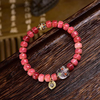 Buddhist Blessing Tibetan Camel Bone Red Agate Luck Bracelet