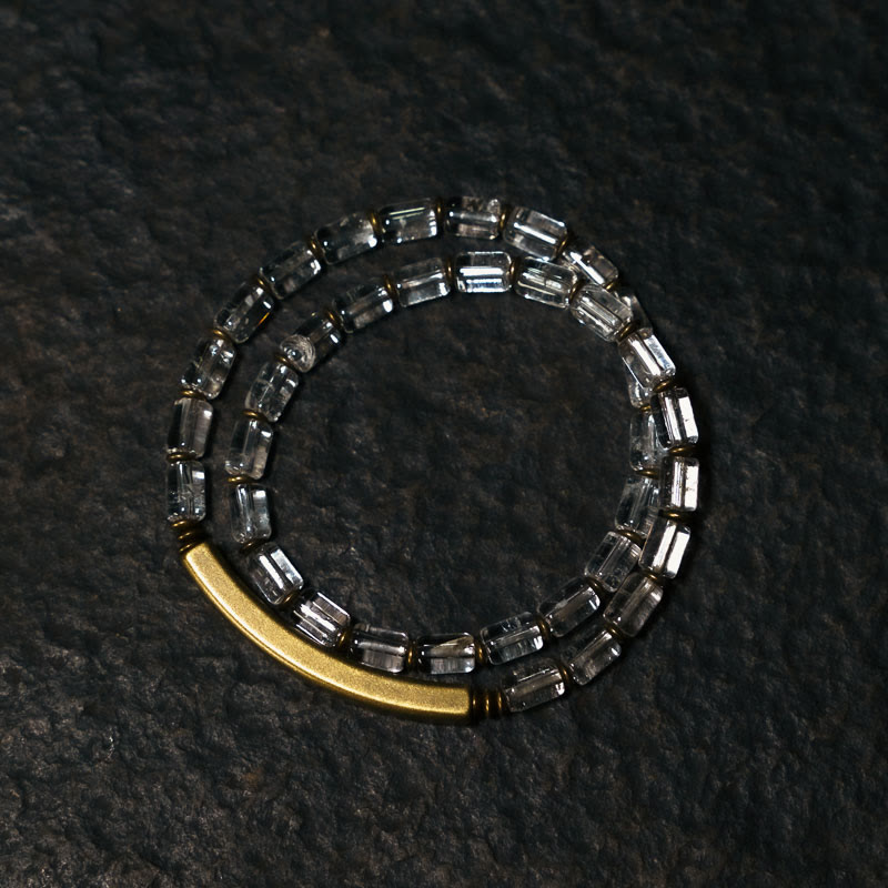 Buddhist Blessing Square White Crystal Copper Luck Bracelet