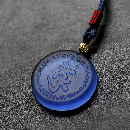 Buddhist Blessing Tibet Shurangama Mantra Liuli Crystal Necklace Pendant