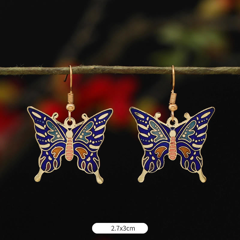 Buddhist Blessing Lotus Butterfly Flower Alloy Copper Enlightenment Drop Earrings