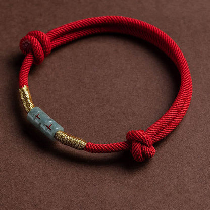 Buddhist Blessing Luck Jade String Rope Bracelet