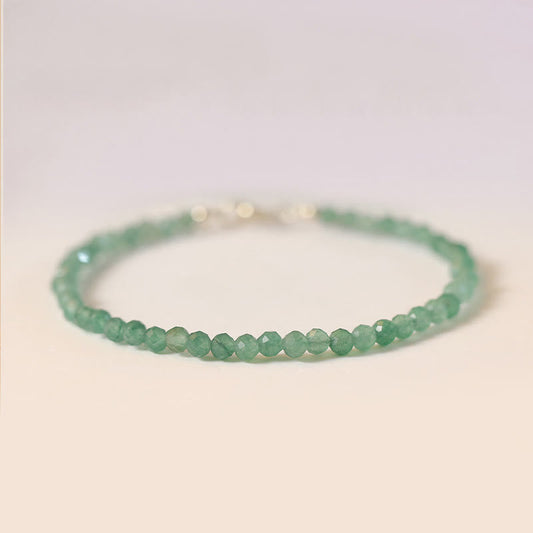 Buddhist Blessing 3mm Small Green Aventurine Ultra-Thin Beads Luck Bracelet