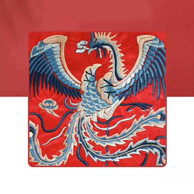 Buddhist Blessing Mythical Beast Phoenix Dragon Qilin Su Embroidery Ticket Folder Storage Journey Shopping Purse Handbag