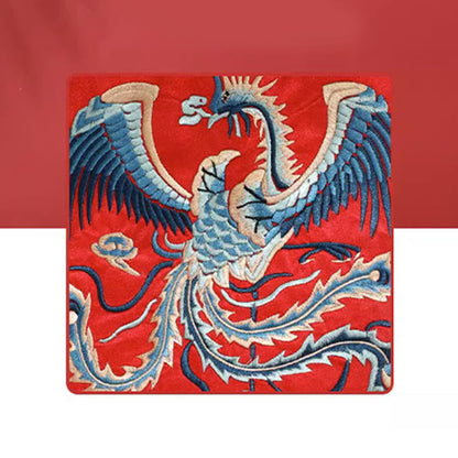 Buddhist Blessing Mythical Beast Phoenix Dragon Qilin Su Embroidery Ticket Folder Storage Journey Shopping Purse Handbag