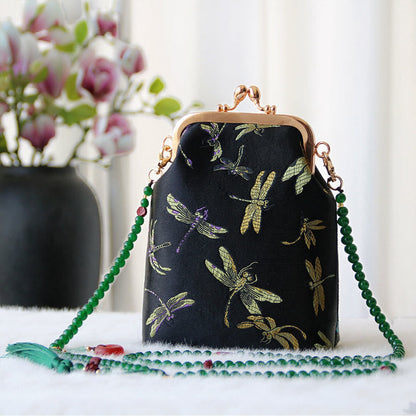 Buddhist Blessing Retro Chinese Embroidery Pearl Chain Crossbody Bag Shoudler Bag