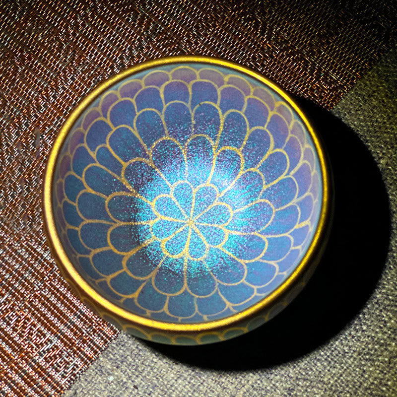 Buddhist Blessing Handmade Chinese Jianzhan Lotus Flower Pattern Ceramic Teacup Kung Fu Tea Cup 150ml