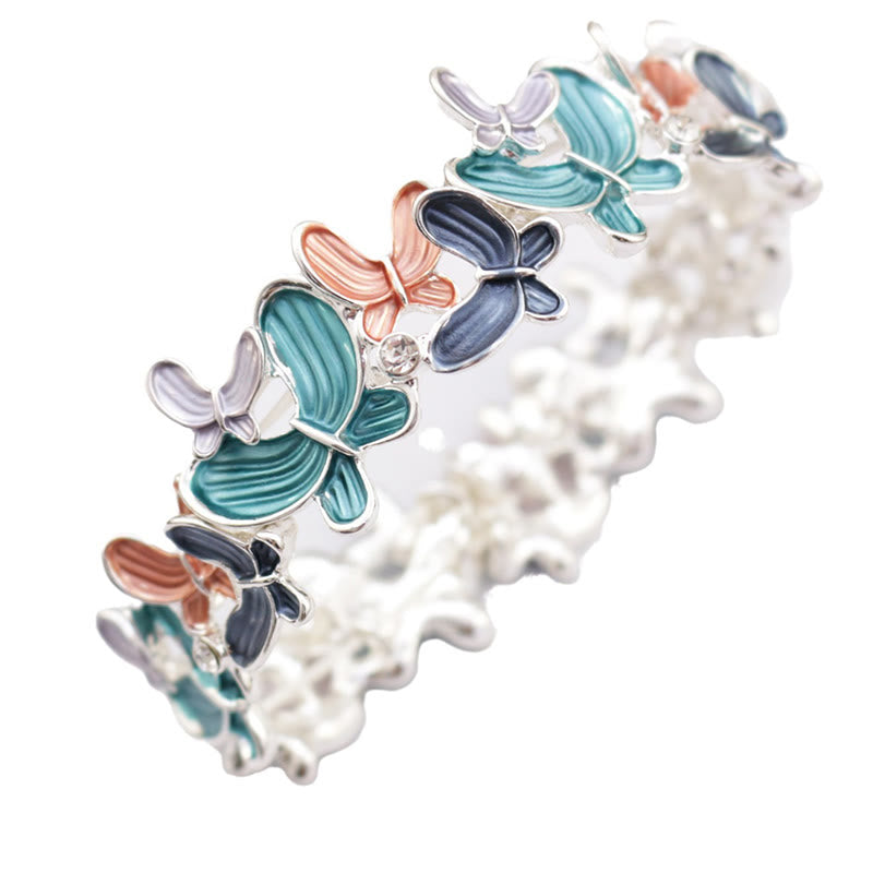 Buddhist Blessing Colorful Butterfly Love Alloy Elastic Bracelet Bangle