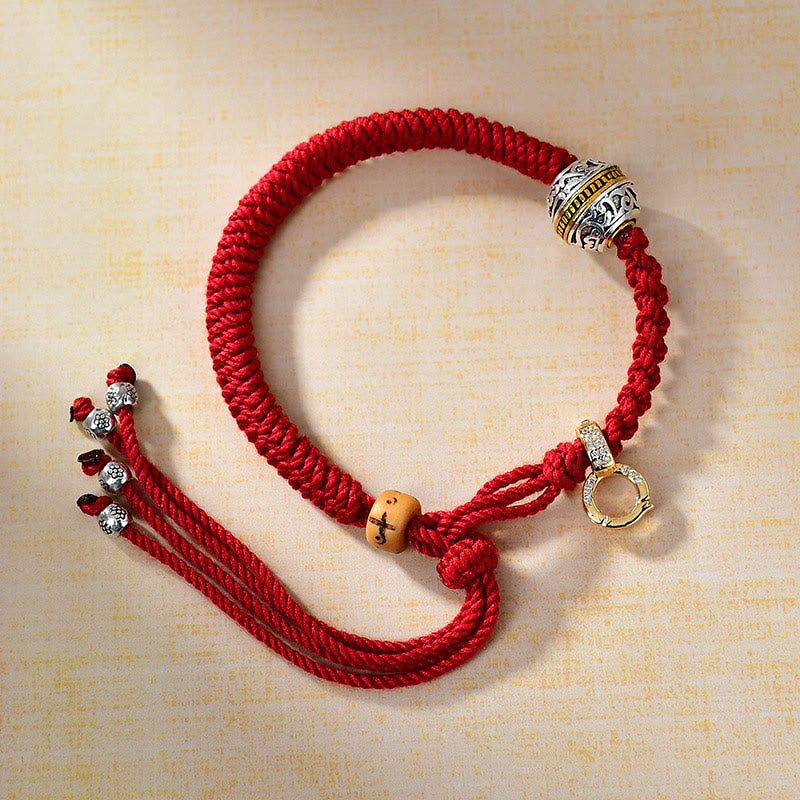Buddhist Blessing Tibetan Red Rope Diamond Knot Luck Braided Bracelet