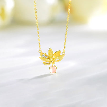 Buddhist Blessing 925 Sterling Silver Lotus Keep away evil spirits Necklace Pendant