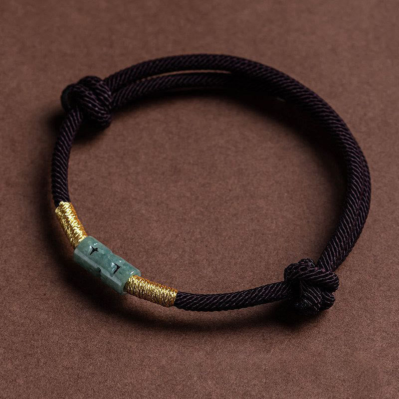 Buddhist Blessing Luck Jade String Rope Bracelet
