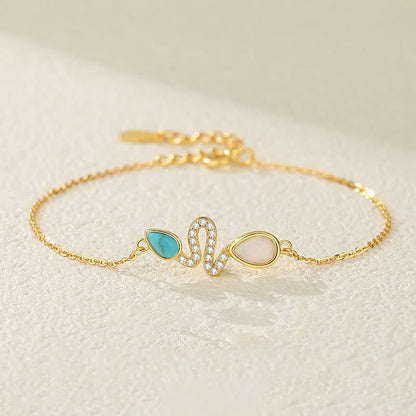 Buddhist Blessing 925 Sterling Silver Turquoise Opal Year Of The Snake Protection Bracelet