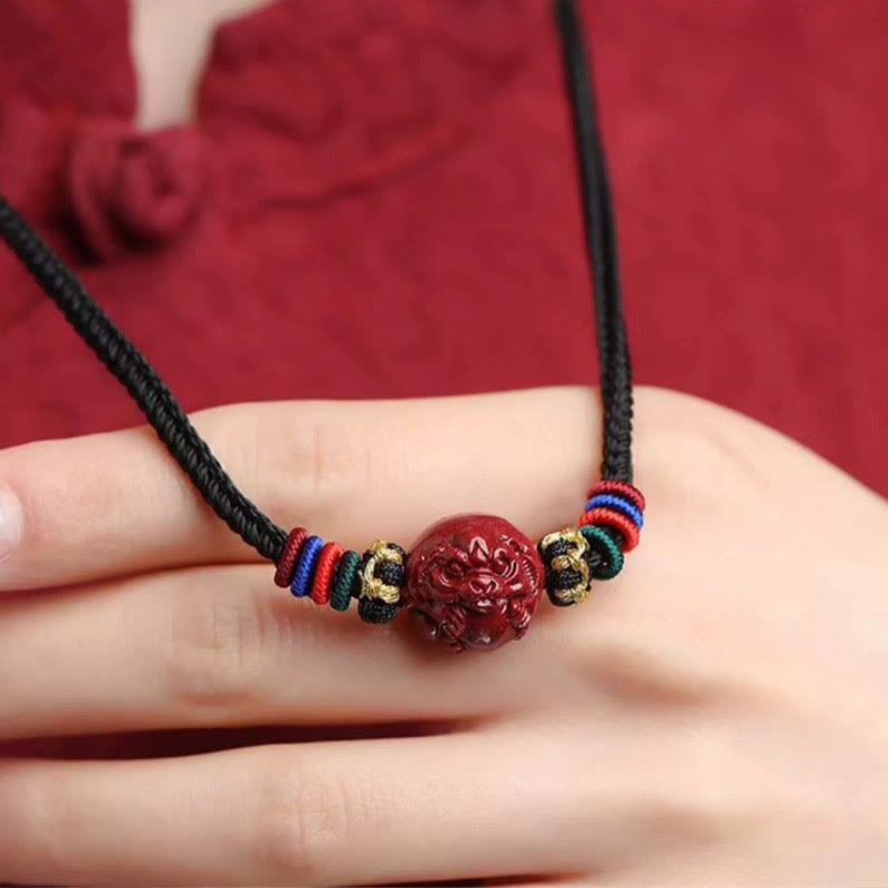Buddhist Blessing Cinnabar Chinese Zodiac Black String Blessing Necklace Pendants