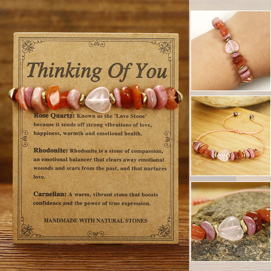 Buddhist Blessing Thinking Of You Rose Quartz Rhodonite Carnelian Relationships Bracelet