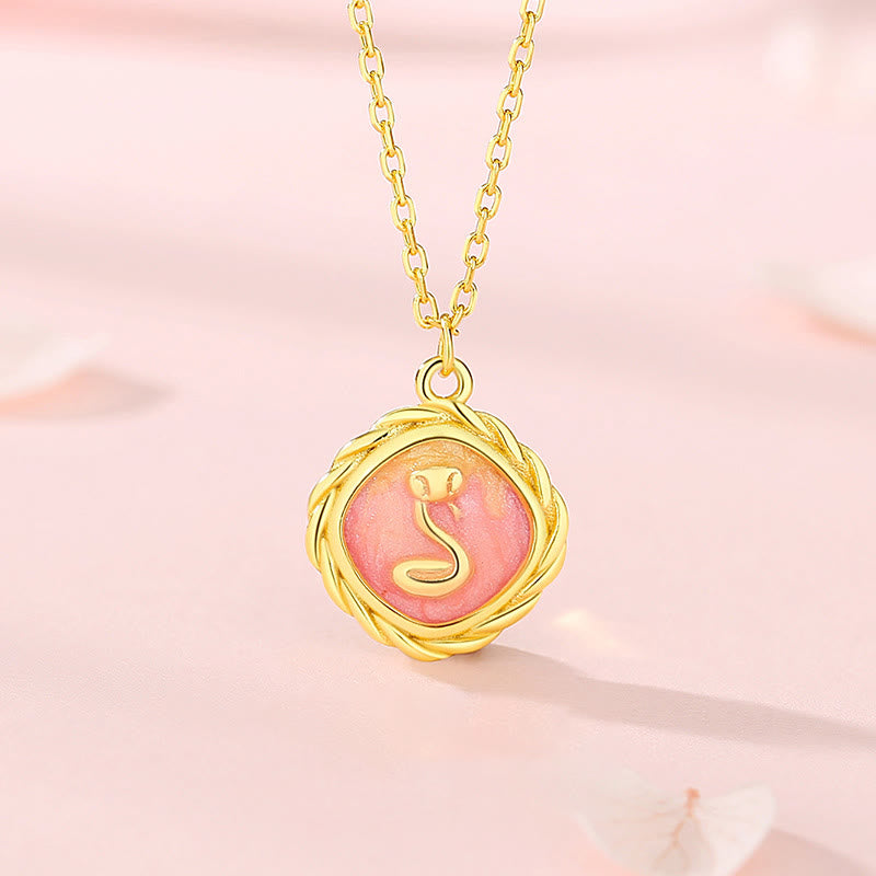 Buddhist Blessing 925 Sterling Silver Year Of The Snake Golden Snake Luck Bracelet Necklace Pendant