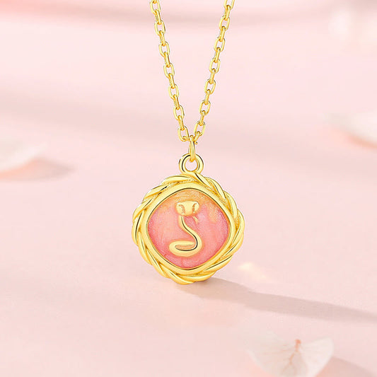 Buddhist Blessing 925 Sterling Silver Year Of The Snake Golden Snake Luck Bracelet Necklace Pendant