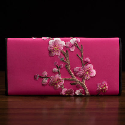 Buddhist Blessing Plum Bossom Su Embroidery Journey Shopping Long Purse Handbag