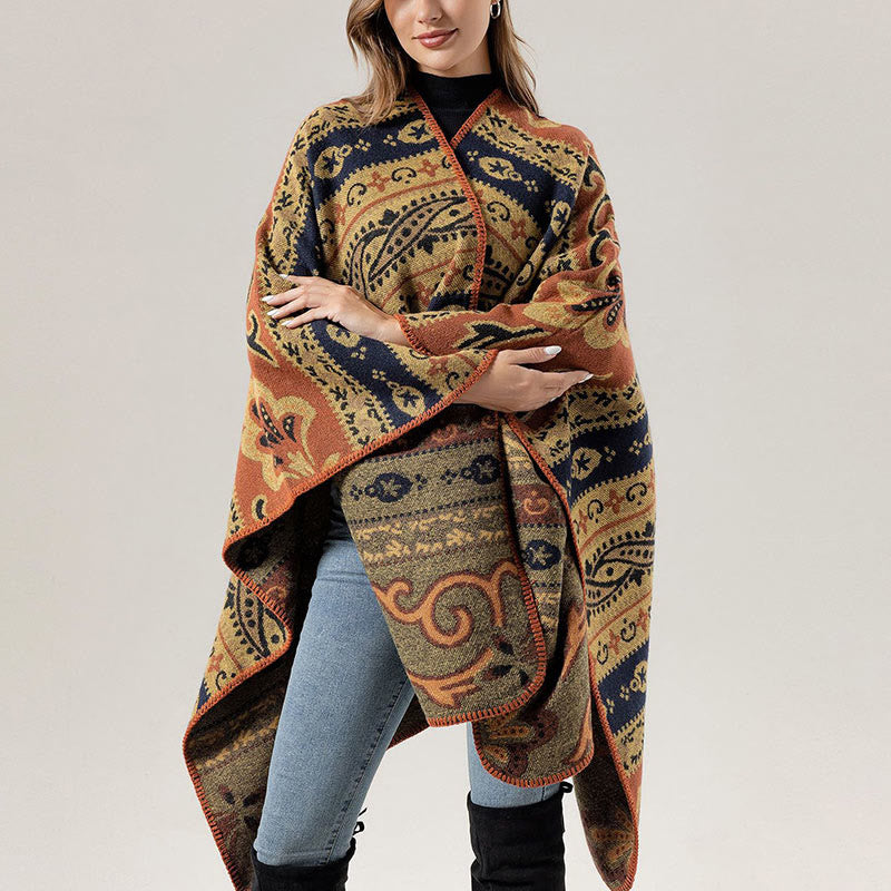 Buddhist Blessing Tibetan Geometric Horizontal Stripe Flowers Pattern Shawl Fall Winter Warm Soft Scarf Wrap