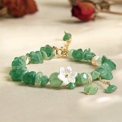 Buddhist Blessing Natural Strawberry Quartz Green Strawberry Quartz Super Seven Crystal Flower Healing Bracelet