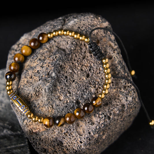 Buddhist Blessing Cute Bone Pattern Tiger Eye Courage Beads Bracelet