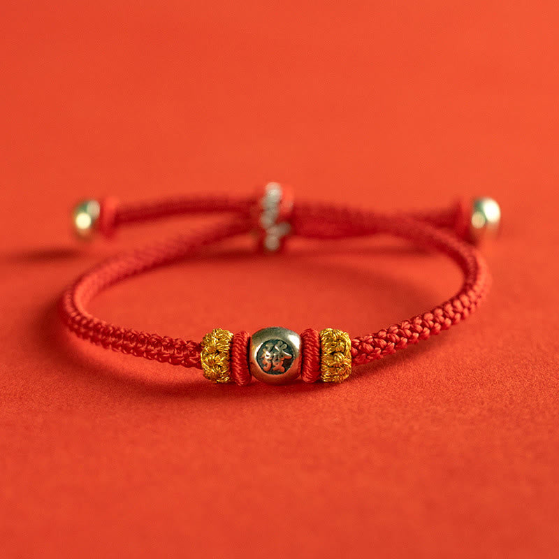 Buddhist Blessing Red String Chinese Characters Protection Bracelet