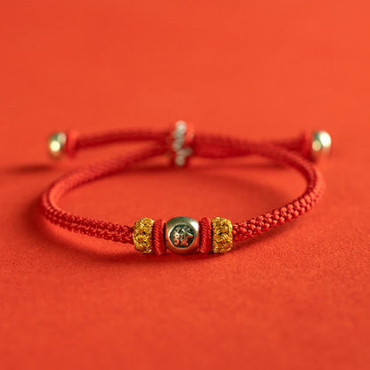 Buddhist Blessing Red String Chinese Characters Protection Bracelet