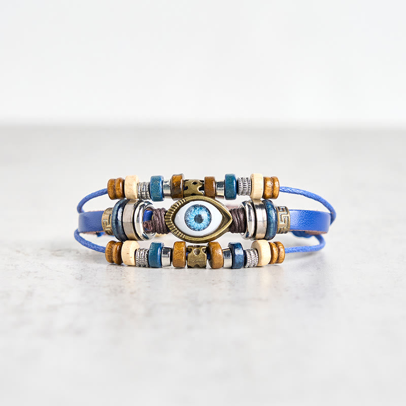 Buddhist Blessing Tibetan Evil Eye Leather Adjustable Protection Bracelet