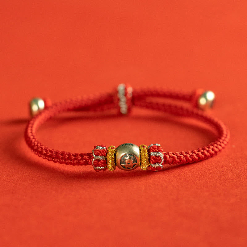 Buddhist Blessing Red String Chinese Characters Protection Bracelet