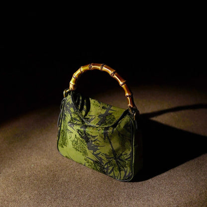 Buddhist Blessing Lush Bamboo Handle Xiangyunsha Silk Crossbody Bag Hangbags