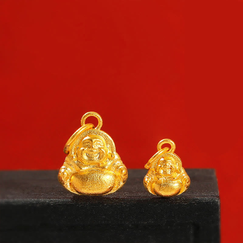 Buddhist Blessing 999 Gold Mini Laughing Buddha Luck Wealth Necklace Pendant