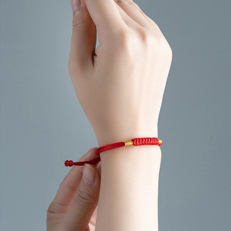 Buddhist Blessing Handmade Braided Red String Happy Knot Flat Knot Colorful Rope Bracelet