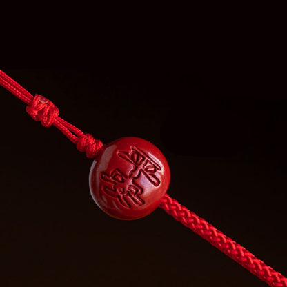 Buddhist Blessing Natural Cinnabar Chinese Zodiac Gourd Calm Blessing Red String Belly Chain