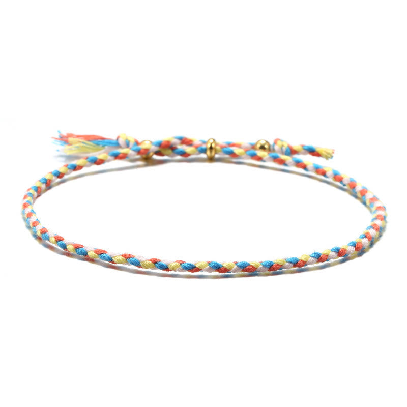 Buddhist Blessing Handmade Colorful Rope Braided Tassel Adjustable Harmony Bracelet
