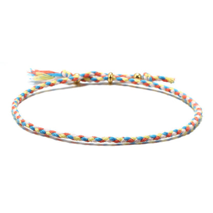 Buddhist Blessing Handmade Colorful Rope Braided Tassel Adjustable Harmony Bracelet