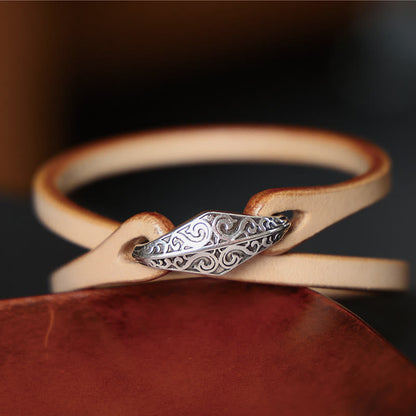 Buddhist Blessing 925 Sterling Silver Leather Multi-turn Protection Bracelet