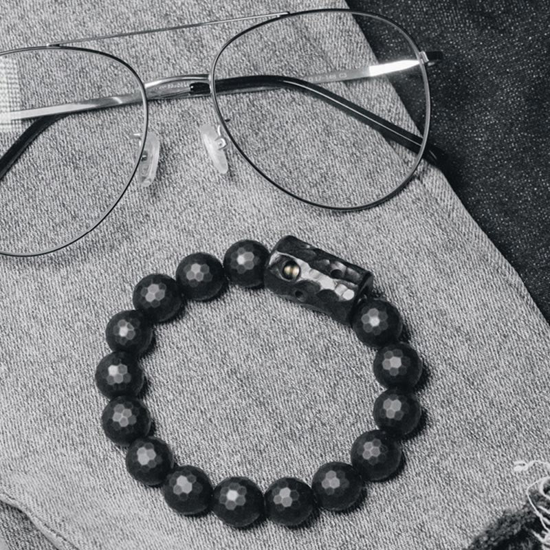 Buddhist Blessing Matte Frosted Surface Black Onyx Ebony Protection Bracelet
