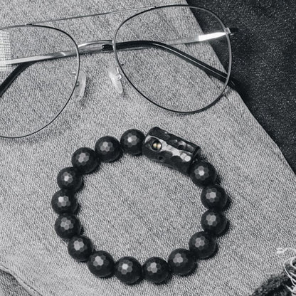 Buddhist Blessing Matte Frosted Surface Black Onyx Ebony Protection Bracelet