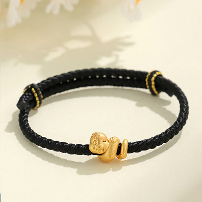 Buddhist Blessing Handmade 999 Sterling Silver Year Of Snake Red String Luck Braided Bracelet