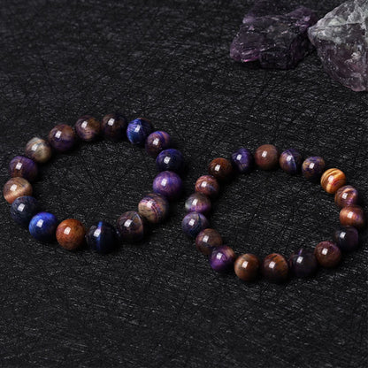 Buddhist Blessing Natural Purple Tiger Eye Protection Strength Bracelet