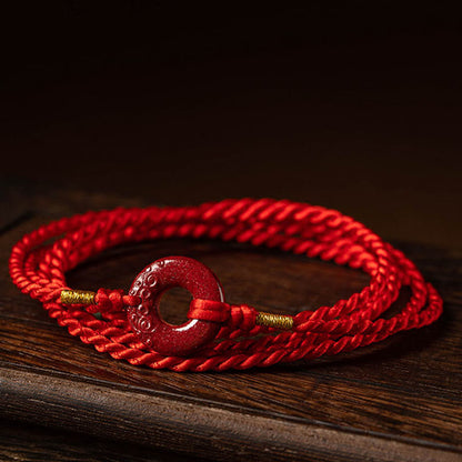 Buddhist Blessing Natural Cinnabar Peace Buckle Blessing Red String Belly Chain