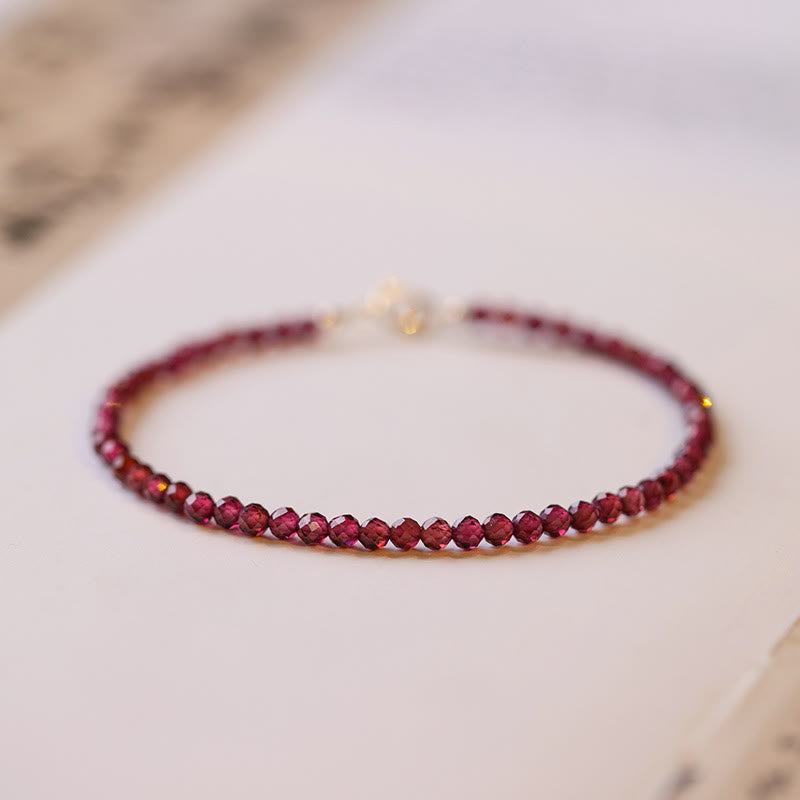 Buddhist Blessing 3mm Natural Small Garnet Ultra-Thin Beads Protection Bracelet