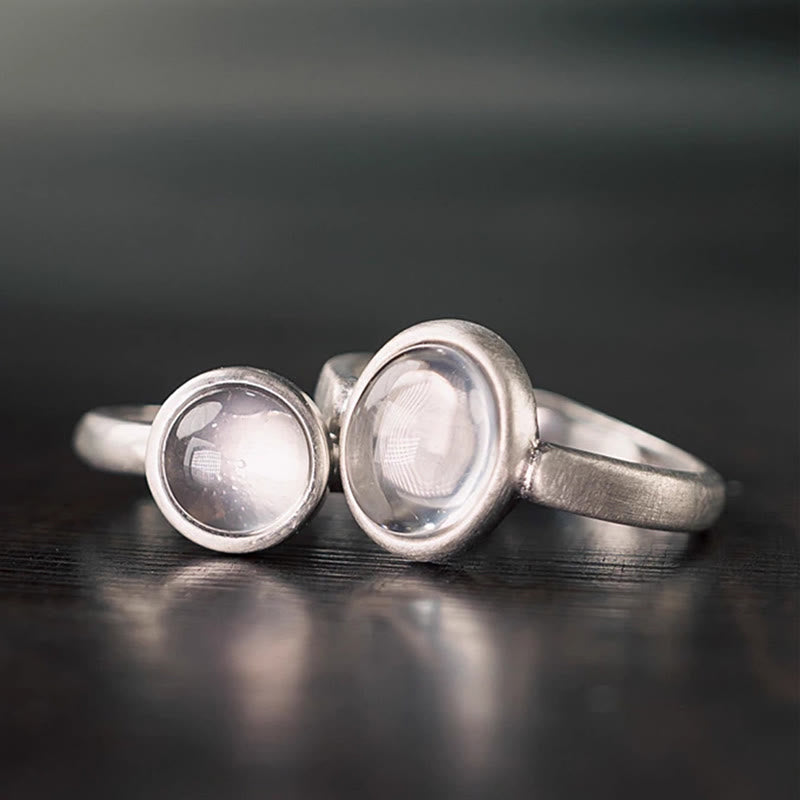 Buddhist Blessing Natural 925 Sterling Silver Pink Crystal Adjustable Warmth Ring
