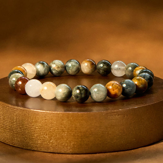 Buddhist Blessing Natural Eagle's Eye Stone Confidence Positive Bracelet