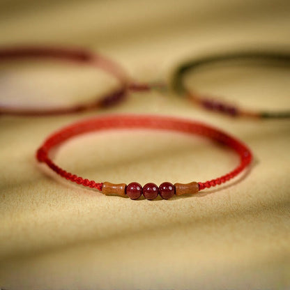 Buddhist Blessing Cinnabar Beads Peach Wood Blessing String Bracelet