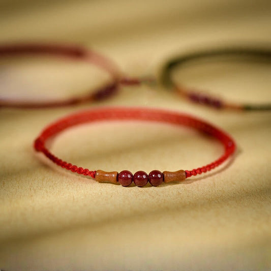 Buddhist Blessing Cinnabar Beads Peach Wood Blessing String Bracelet