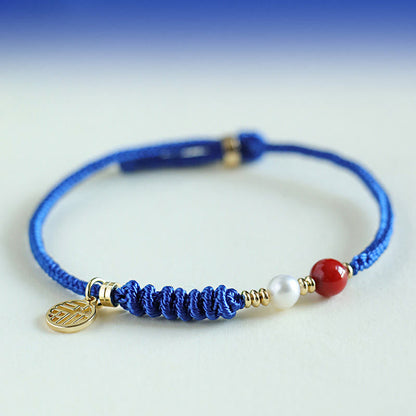 Buddhist Blessing Klein Blue String South Red Agate Garnet Blue Aventurine Lazurite Copper Butterfly Fu Character Positive Bracelet