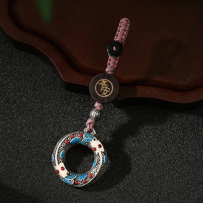 Buddhist Blessing Double Koi Fish Peace Buckle Safe And Well Luck Key Chain