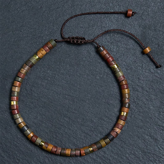 Buddhist Blessing Rhodonite Healing Relationships Spacer Bead Bracelet